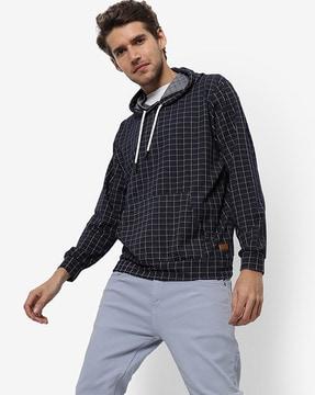 checkered hooded sweatshirt