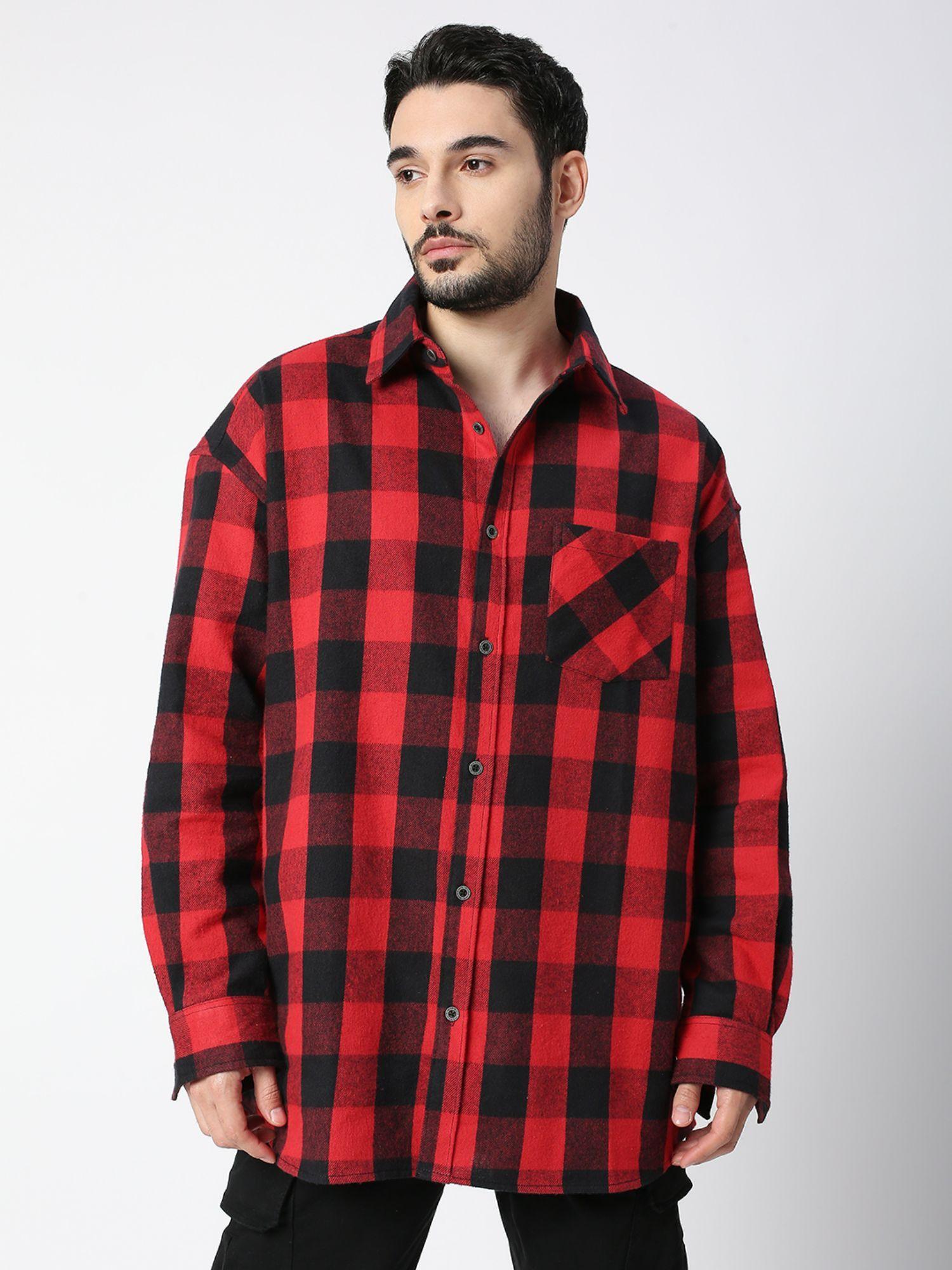 checkered red and black plaid baggy shirt