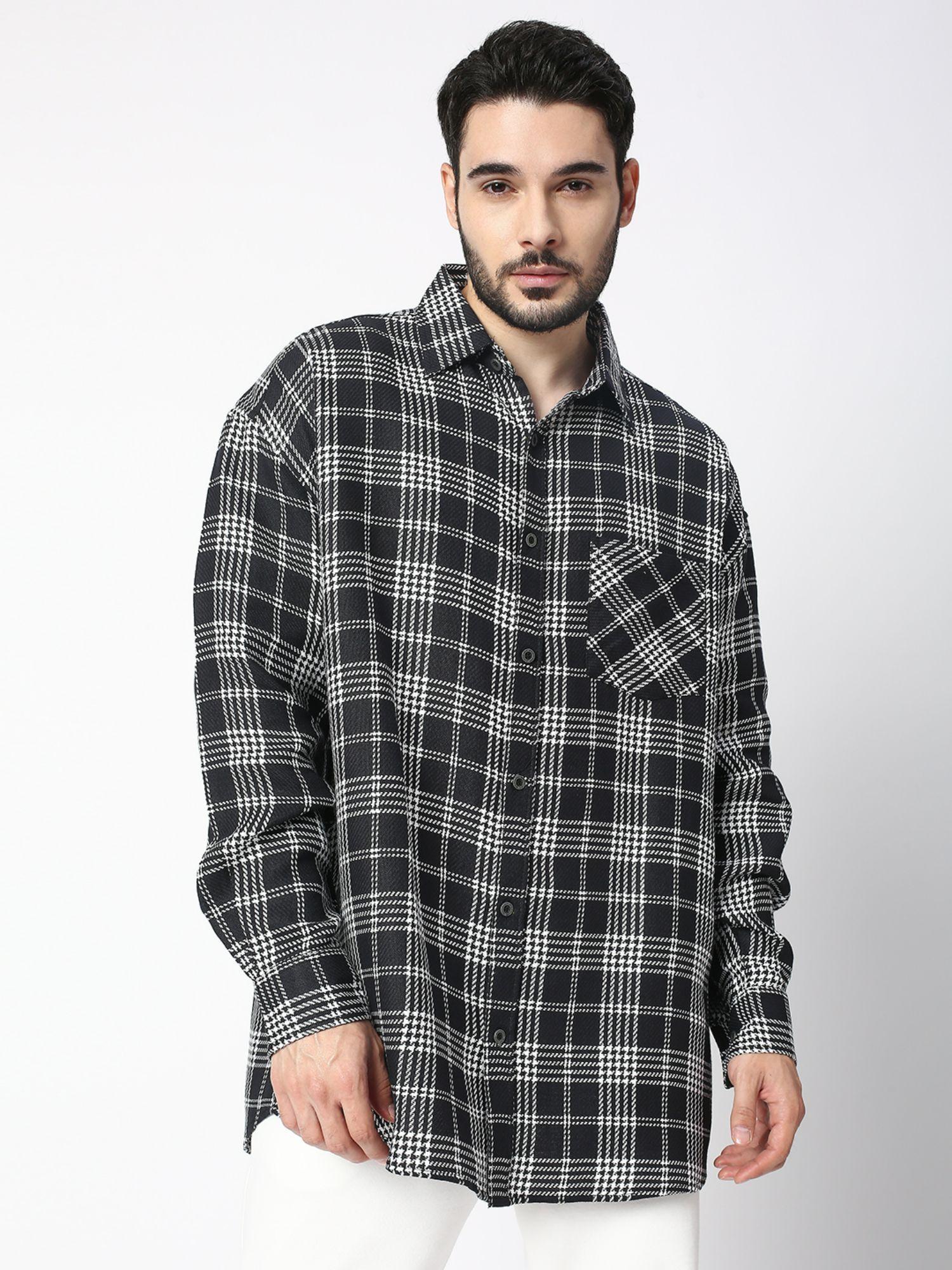 checkered white and black plaid baggy shirt