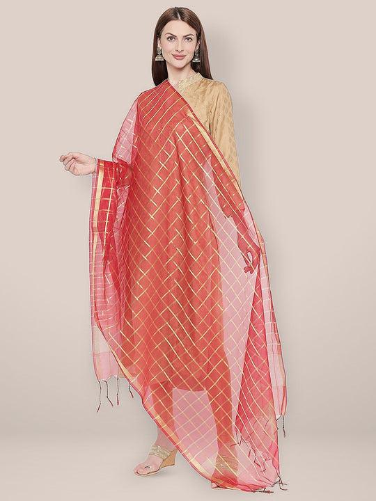 checkered blended silk dupatta.