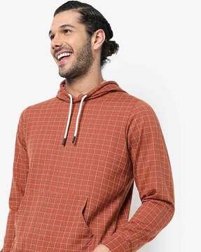 checkered hooded sweatshirt