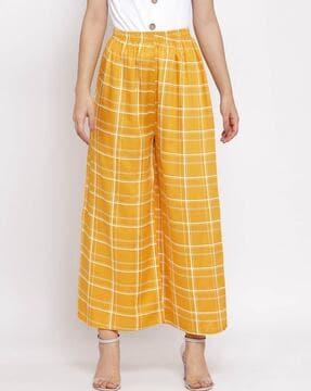 checkered palazzos with elasticated waistband