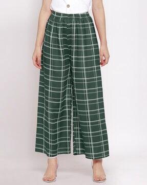 checkered palazzos with elasticated waistband