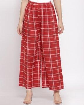 checkered palazzos with elasticated waistband