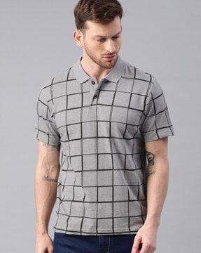 checkered regular fit polo t-shirt