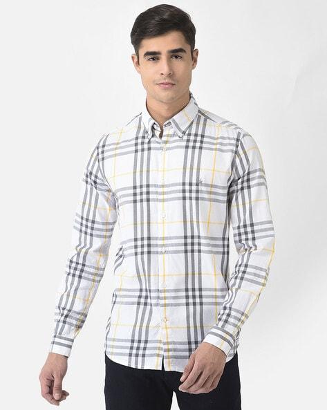 checkered slim fit shirt with curved hem