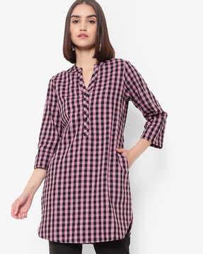 checkered tunic with insert pocket