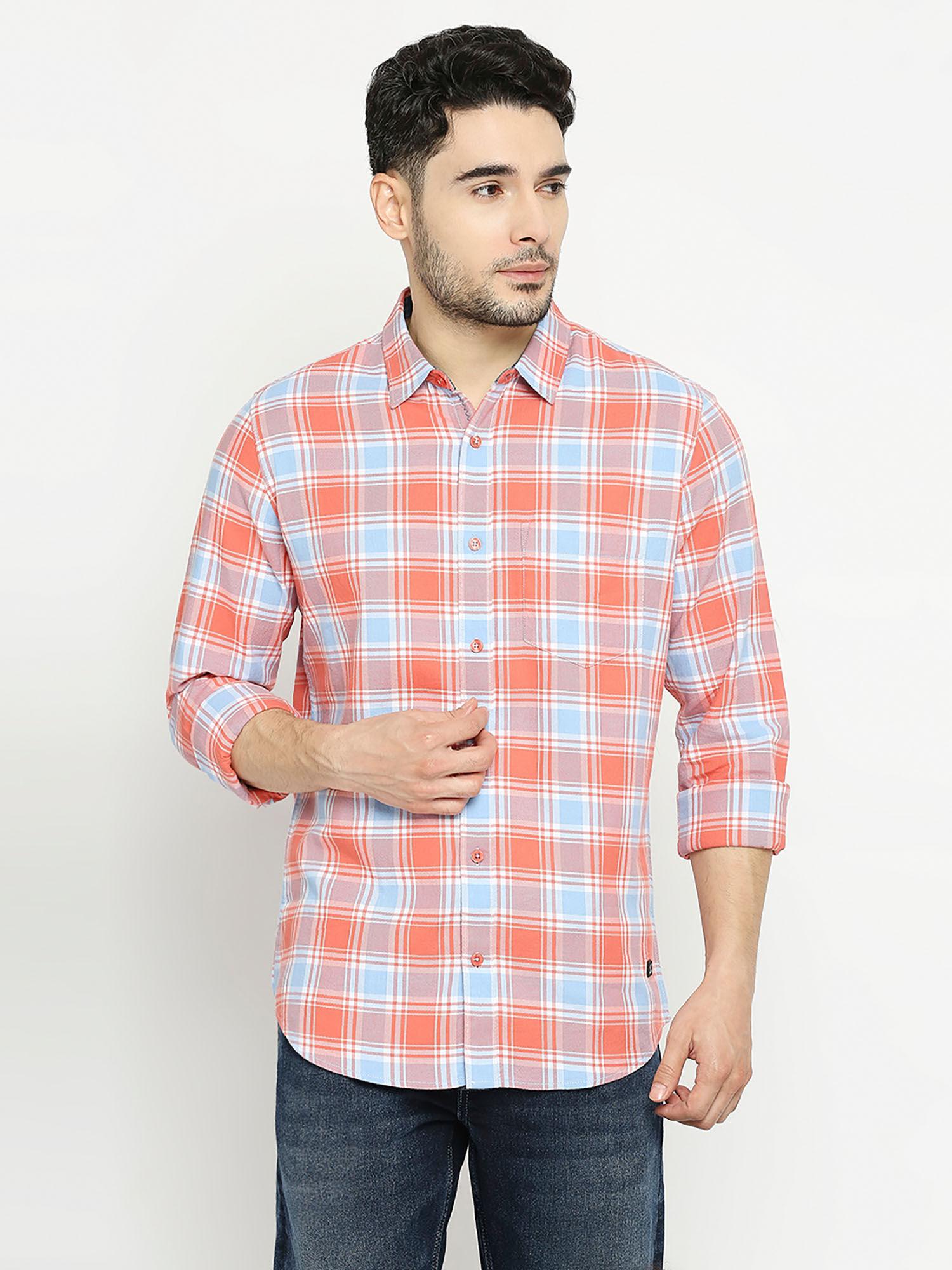 checks 100% cotton slim fit full sleeves casual shirt - multi-color