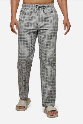 checks cotton regular fit men's pyjamas - grey