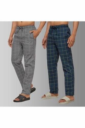 checks cotton regular fit men's pyjamas - multi