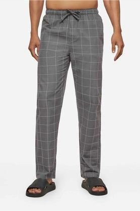 checks cotton regular fit mens pyjamas - grey