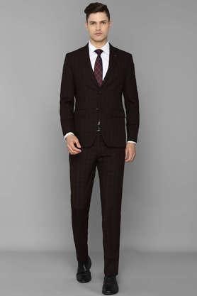 checks polyester slim fit men's casual suit - red