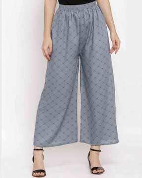 checks  relaxed fit ankle length palazzos