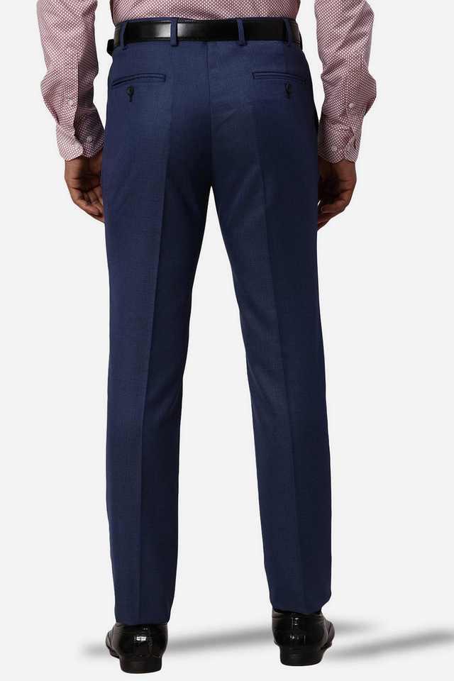 checks blended fabric slim fit mens formal trousers