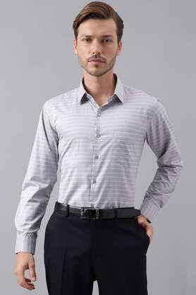 checks chambray slim fit men's formal wear shirt - multi