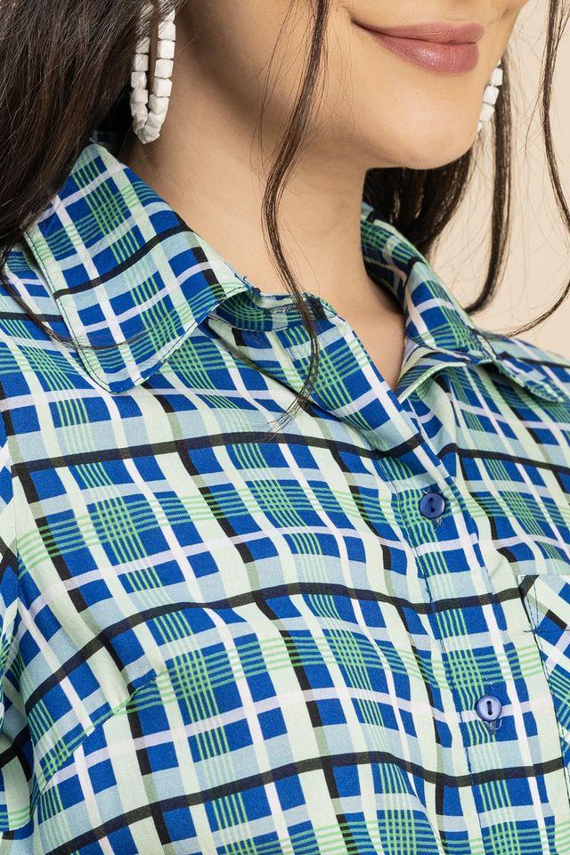 checks collared rayon womens casual wear shirt