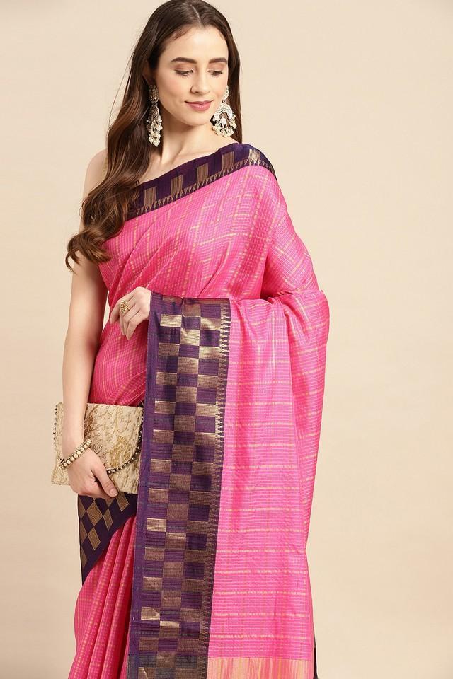 checks cotton festive wear womens saree