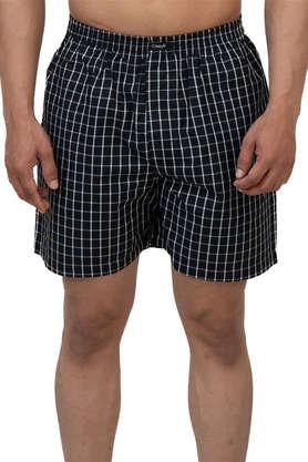 checks cotton regular fit men's boxers - black