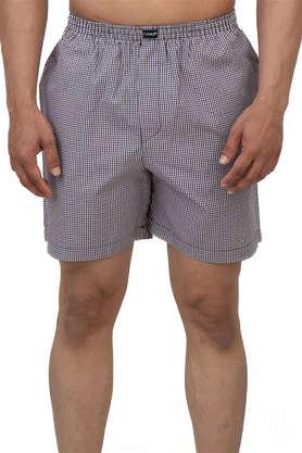 checks cotton regular fit men's boxers - ltgrey