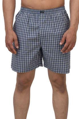 checks cotton regular fit men's boxers - sky blue