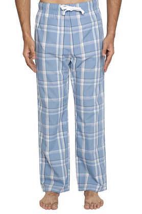 checks cotton regular fit men's pyjamas - blue