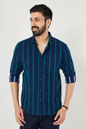 checks cotton regular fit men's shirt - green