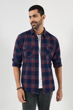 checks cotton regular fit men's shirt - red