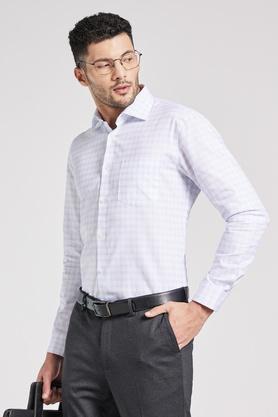 checks cotton regular fit men's shirt - white