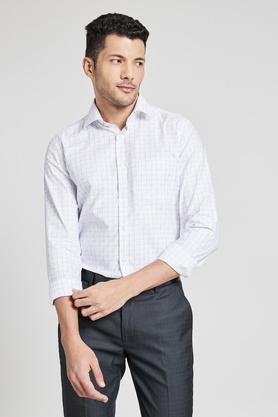 checks cotton regular fit men's shirts - white