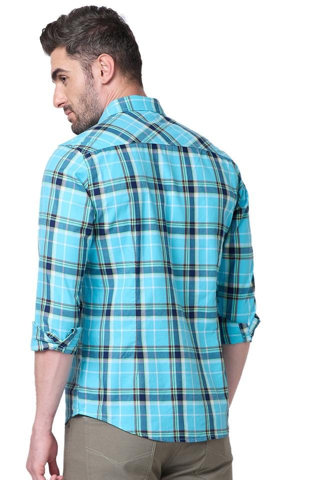 checks cotton regular fit mens casual shirt