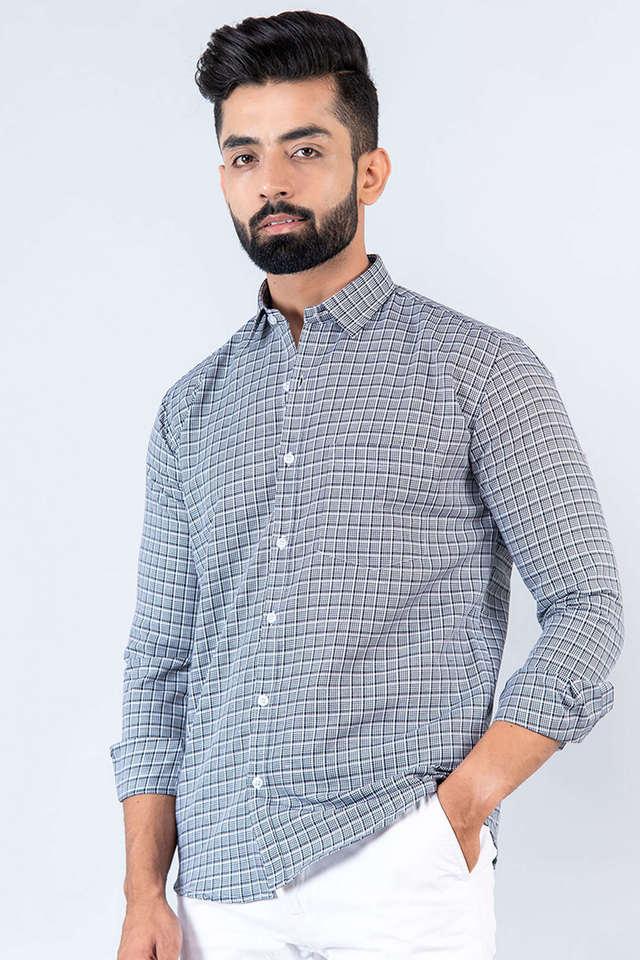 checks cotton regular fit mens casual shirt