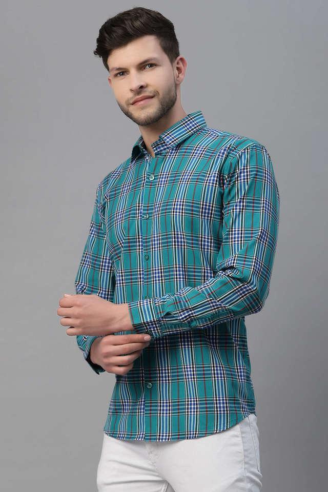 checks cotton regular fit mens casual shirt