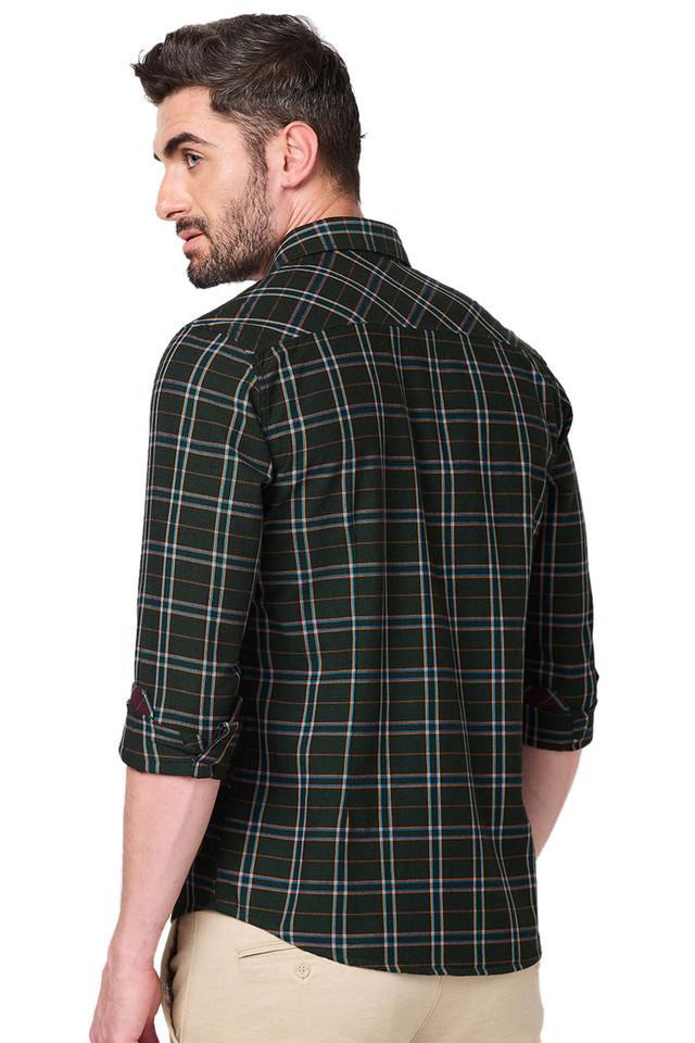 checks cotton regular fit mens casual shirt