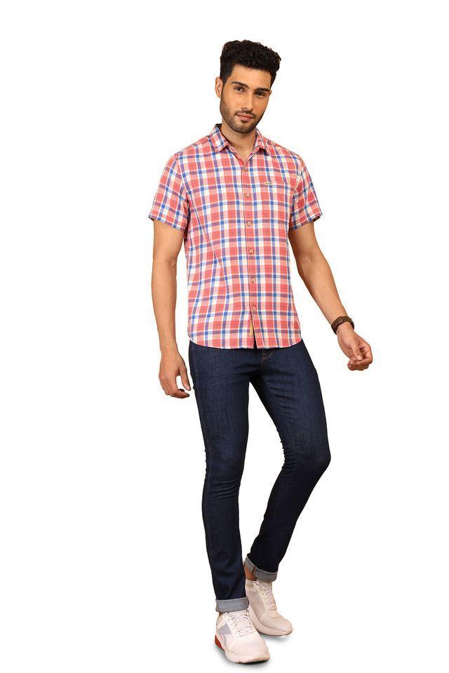 checks cotton regular fit mens casual wear shirt