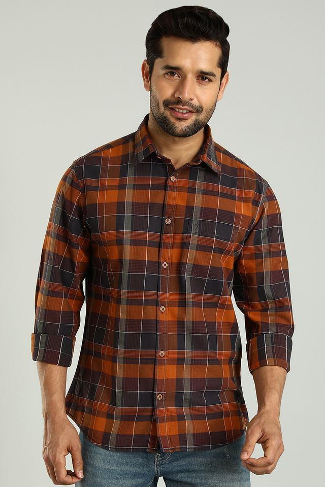 checks cotton regular fit mens casual wear shirt