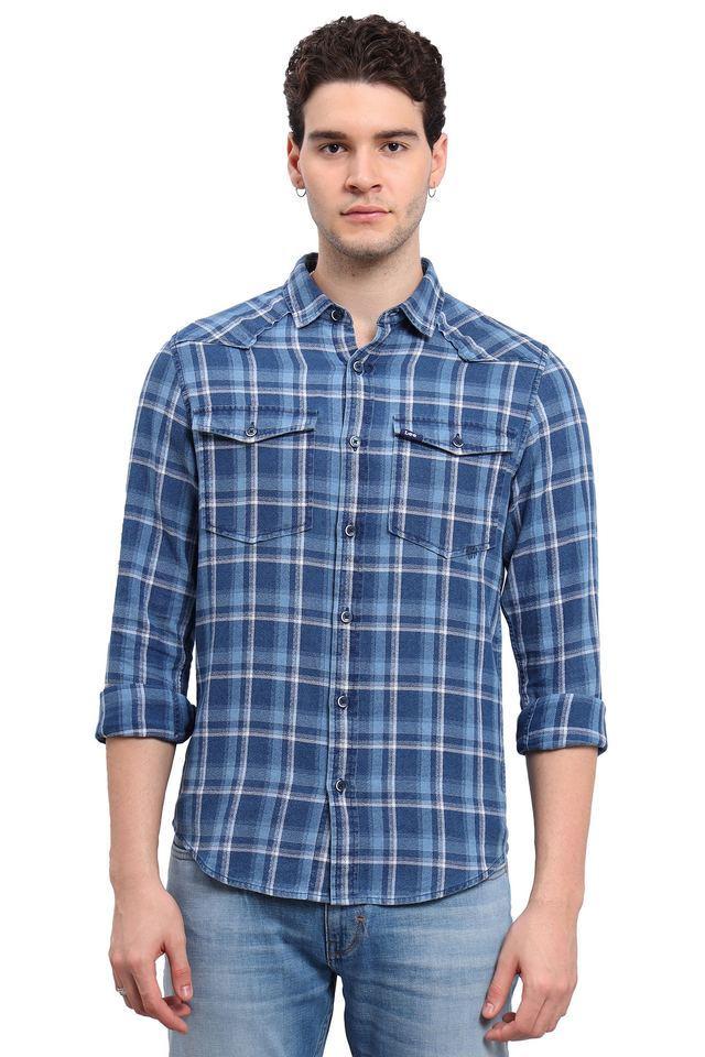 checks cotton regular fit mens casual wear shirt