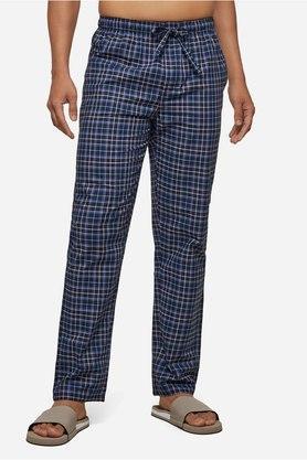 checks cotton regular fit mens pyjamas - blue
