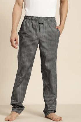 checks cotton relaxed fit men's pants - multi