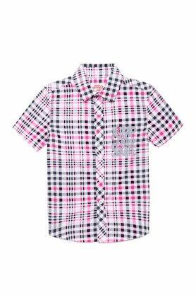 checks cotton shirt collar boys shirt - pink