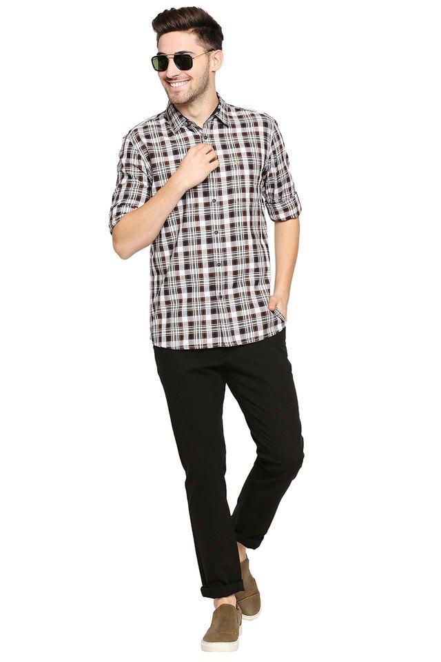 checks cotton slim fit mens casual shirt