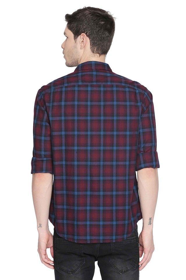 checks cotton slim fit mens casual shirt