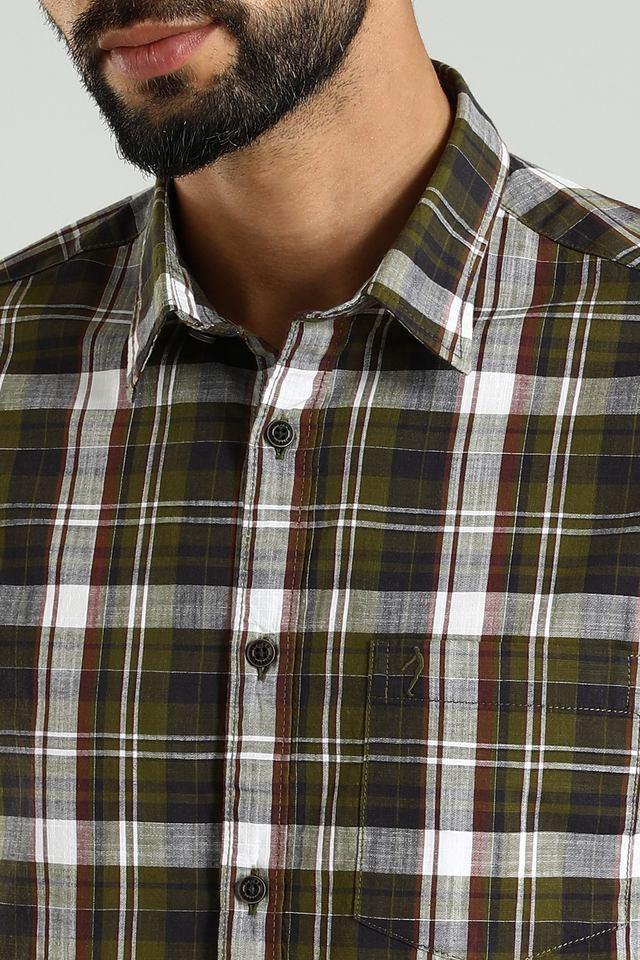 checks cotton slim fit mens casual shirt