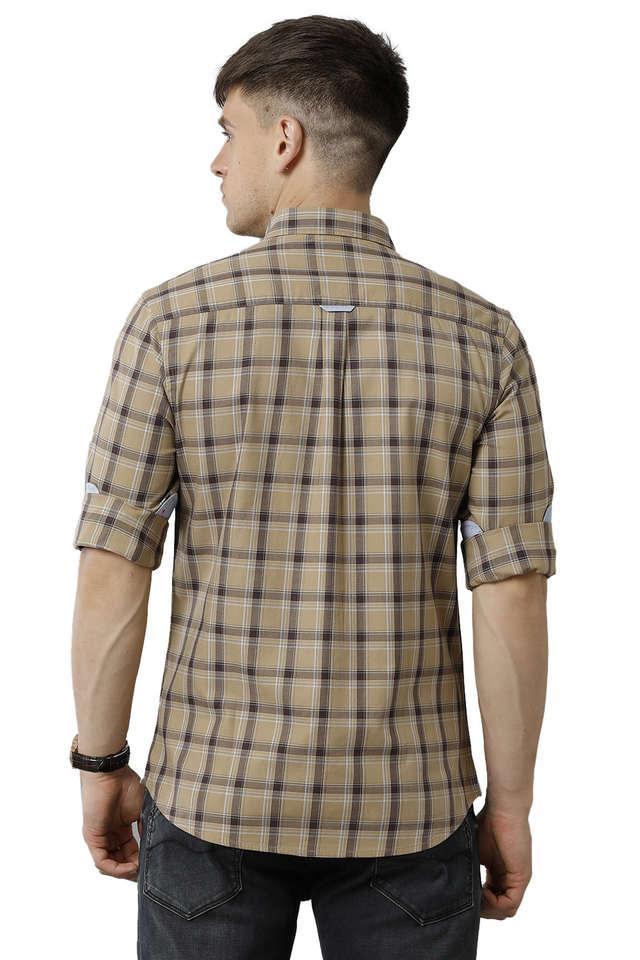 checks cotton slim fit mens casual shirt