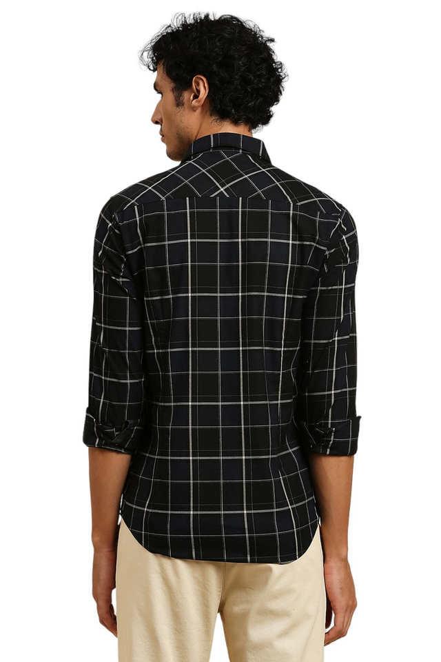 checks cotton slim fit mens casual shirt