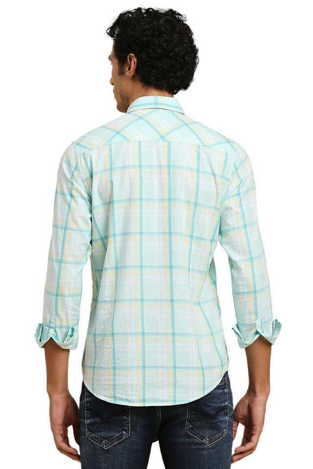 checks cotton slim fit mens casual shirt