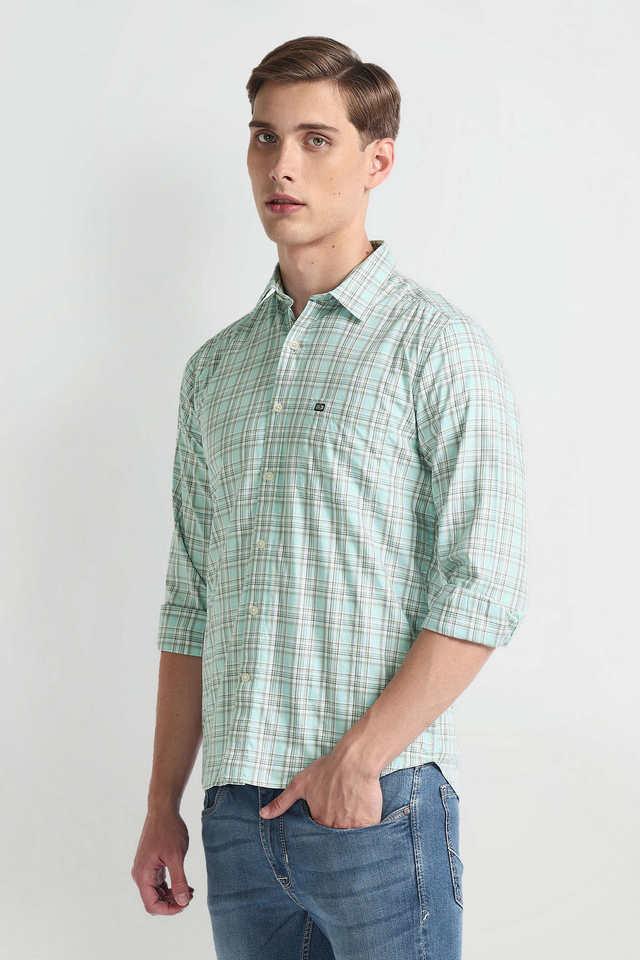 checks cotton slim fit mens casual shirt