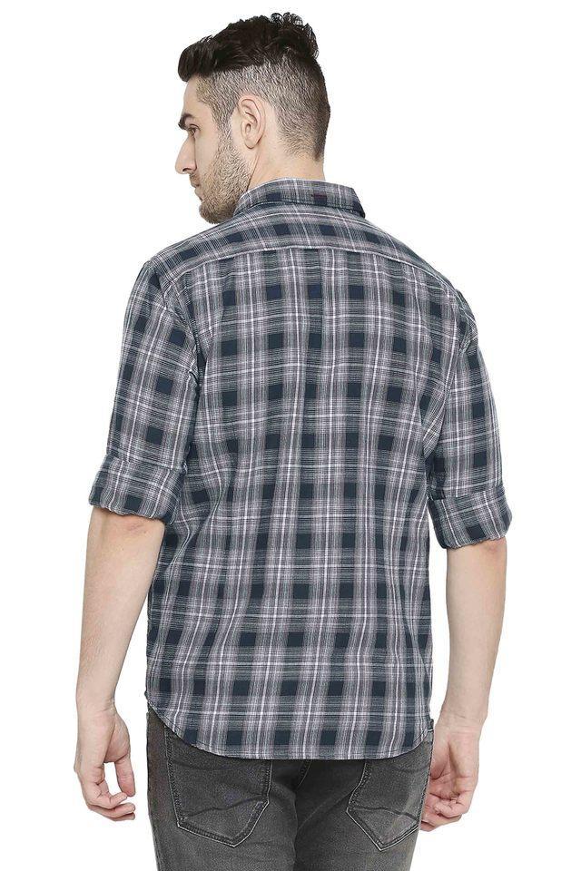 checks cotton slim fit mens casual shirt