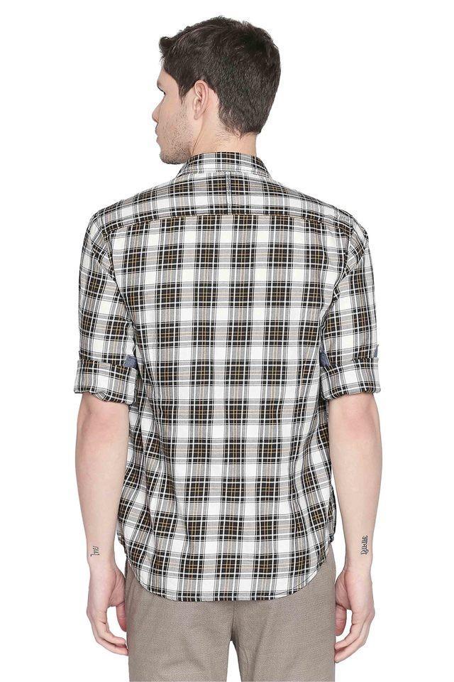 checks cotton slim fit mens casual shirt