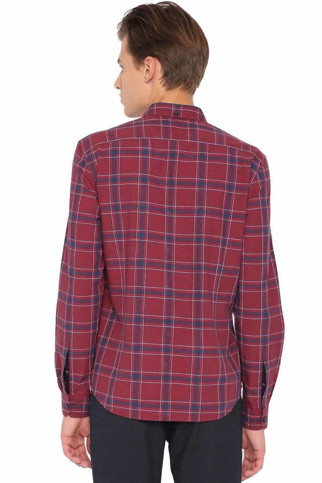 checks cotton slim fit mens casual shirt