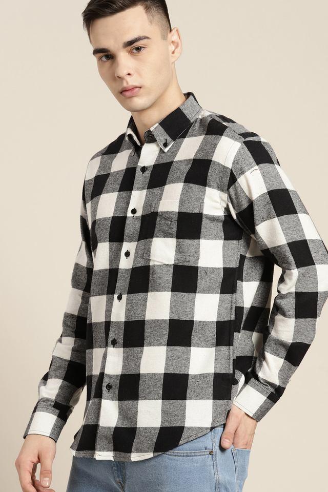 checks cotton slim fit mens casual wear shirt